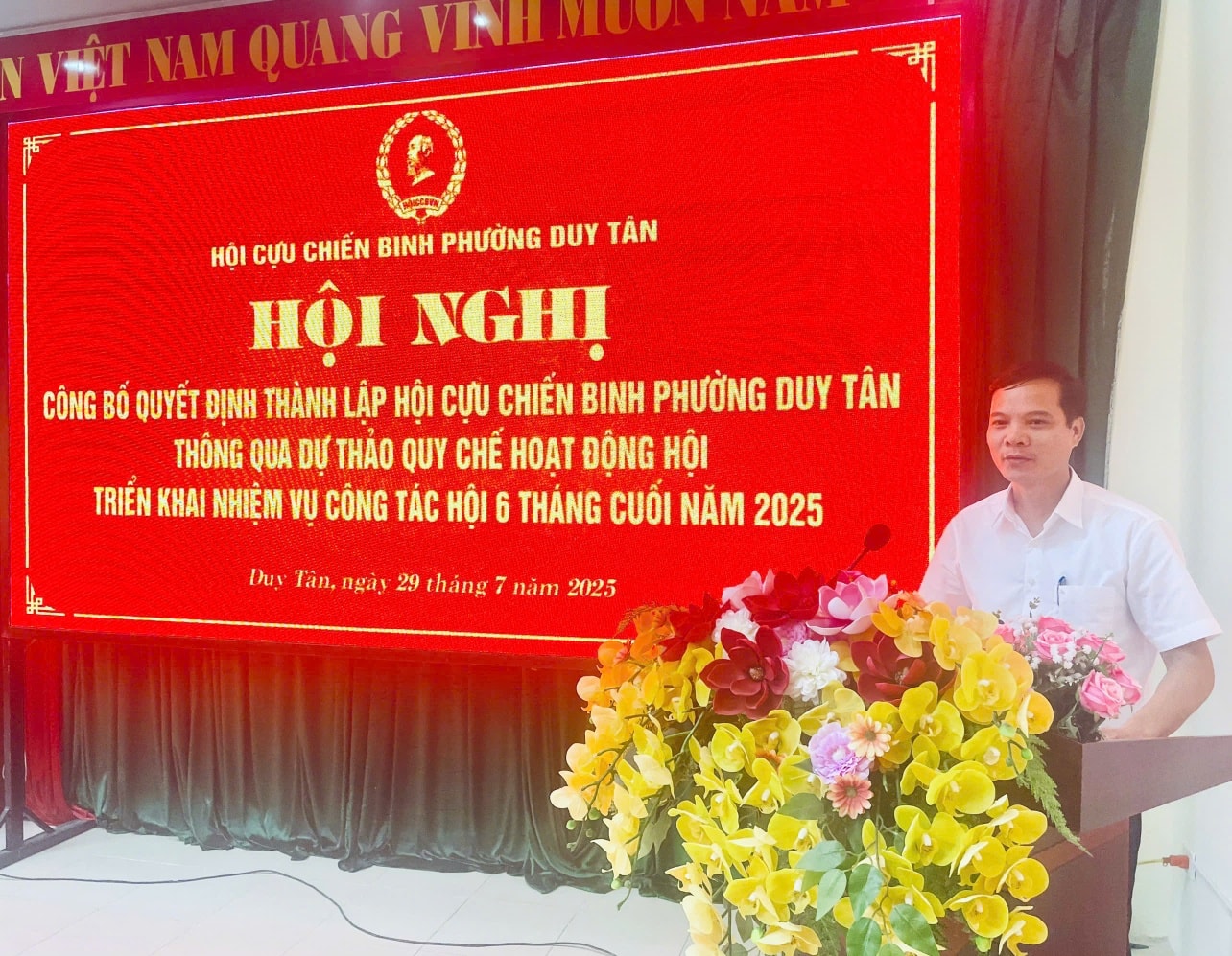 Hội nghị công bố Quyết định thành lập Hội Cựu chiến binh phường Duy Tân tỉnh Ninh Bình thông qua dự thảo quy chế hoạt động Hội và triển khai nhiệm vụ công tác Hội 6 tháng cuối năm 2025